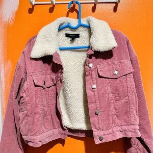 Forever 21 Pink Corduroy Jacket with Sherpa Lining